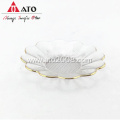 Glass Plate With Flower Plate With Gold Rim